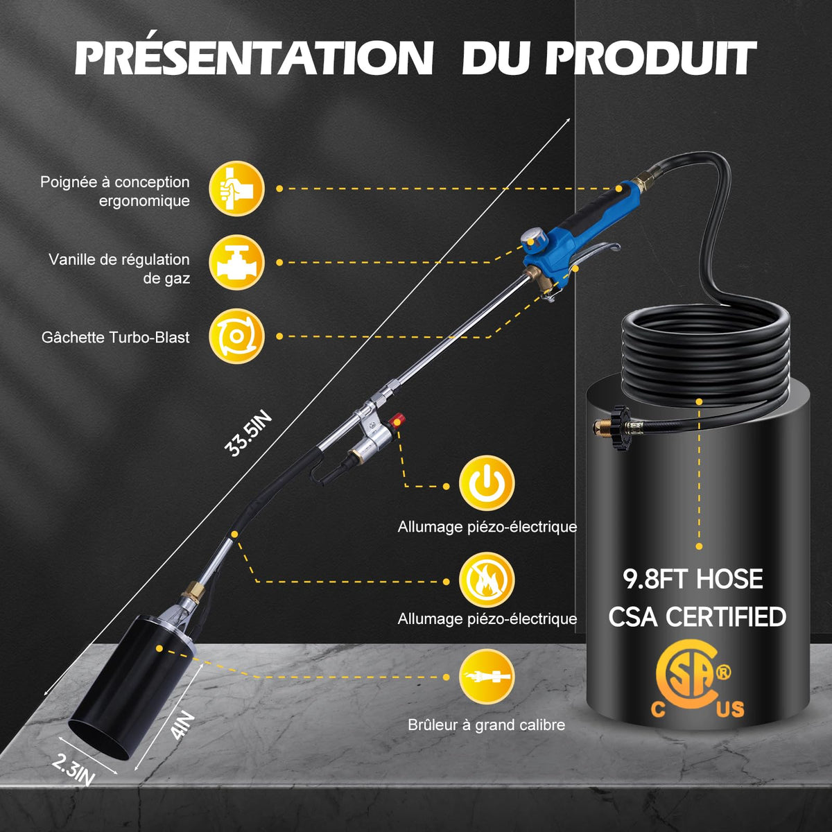 LZONEY weed burner with turbo trigger enables one handed flame control.