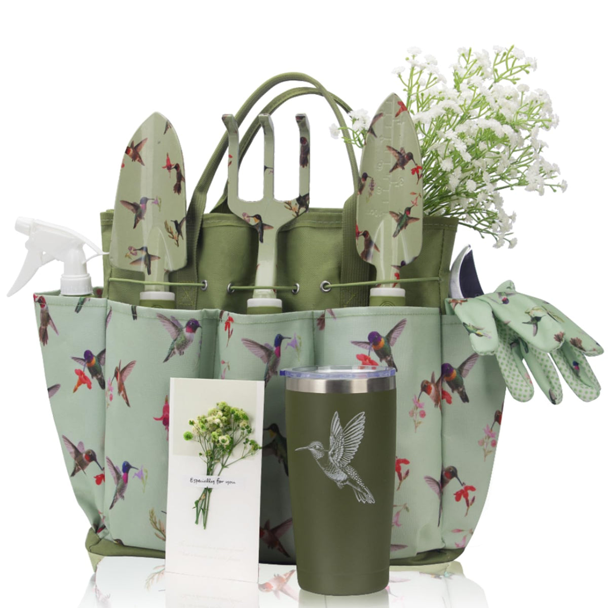 LZPTYYSN garden tool set with hummingbird box keeps tools organized