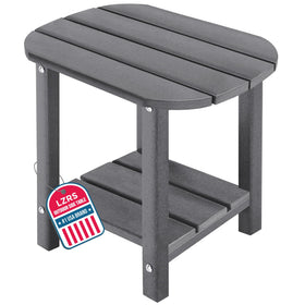 LZRS 2-tier patio side table with wood texture for durable outdoor use