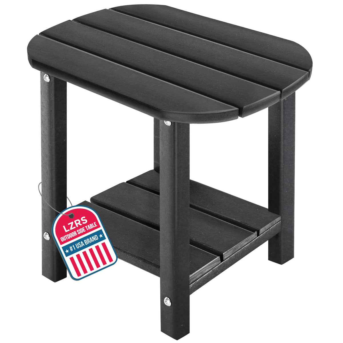 LZRS 2-tier patio side table with wood texture for outdoor spaces