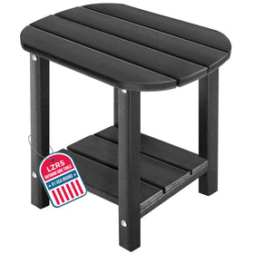 LZRS 2-tier patio side table with wood texture for outdoor spaces