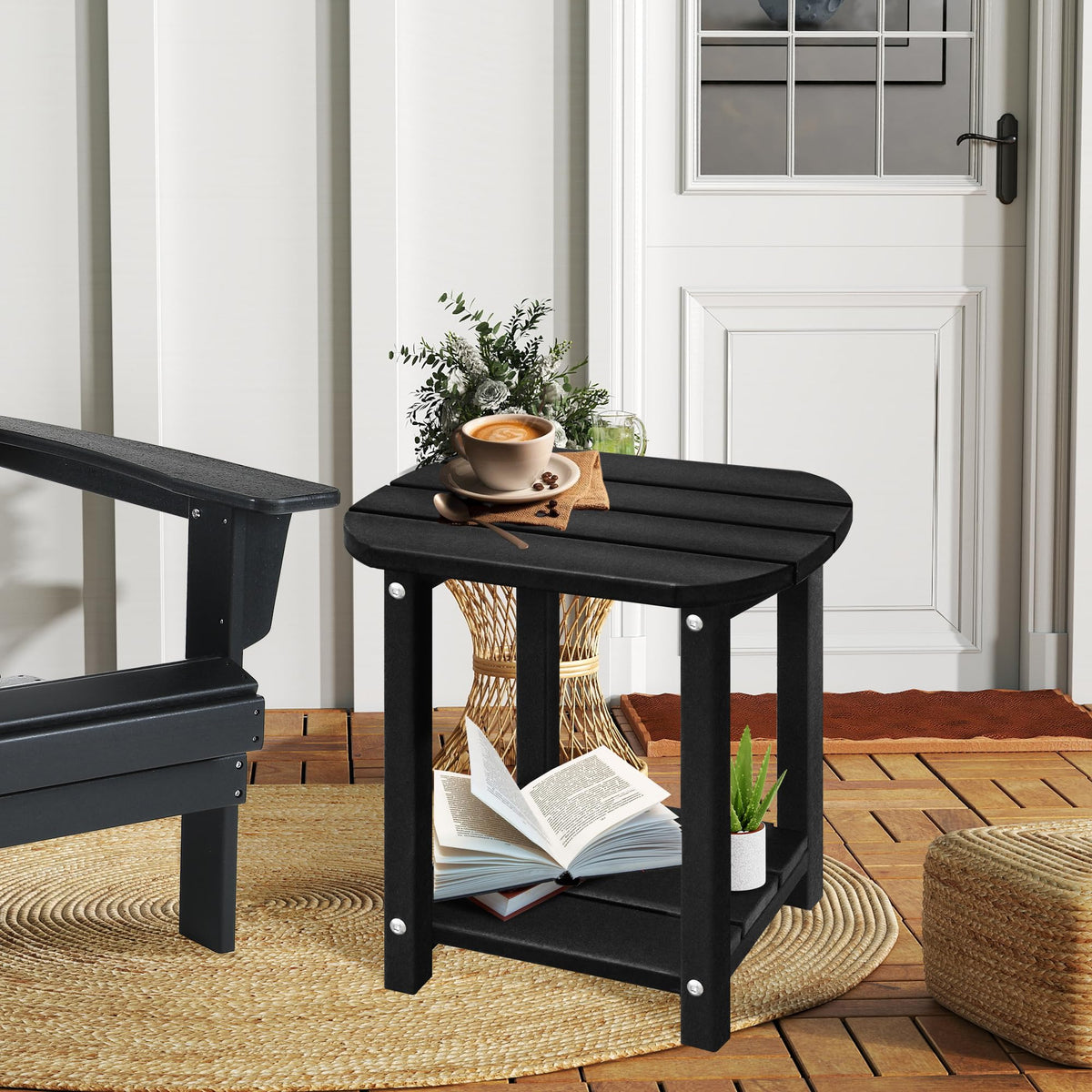 LZRS black finish complements modern decks and Adirondack chairs