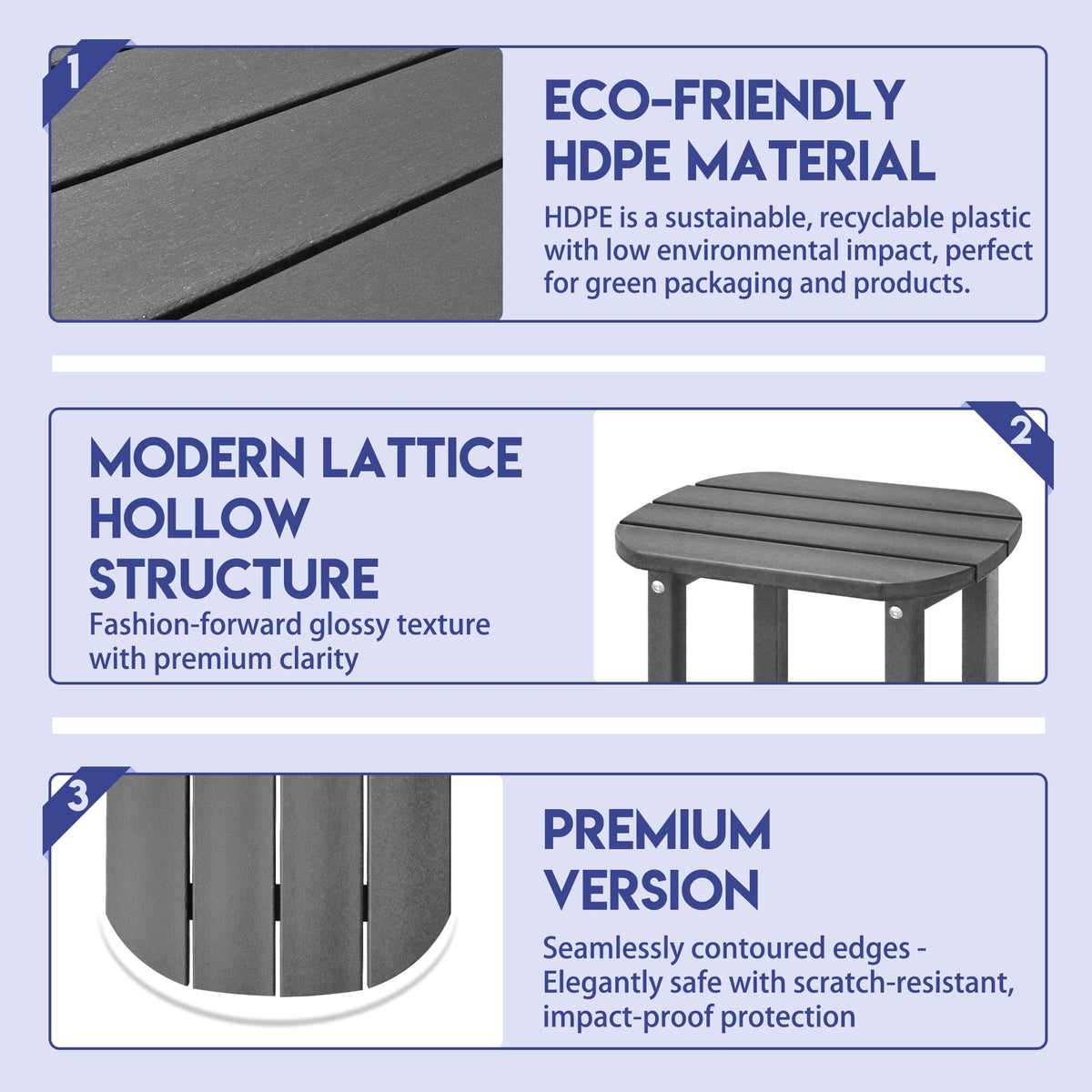LZRS close-up shows HDPE durability and wood-like finish