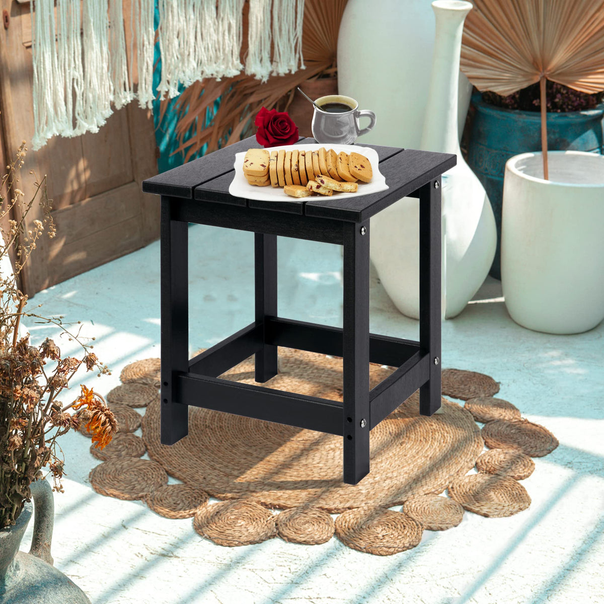LZRS sturdy end table fits beside chairs, keeping essentials within reach