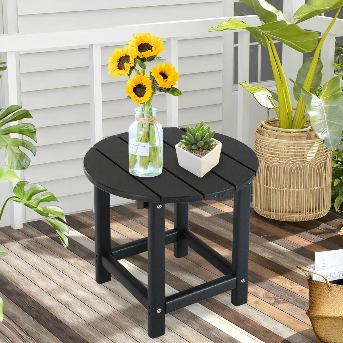 LZRS easy-assembly table installs in minutes for quick patio setup.