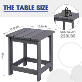 LZRS HDPE outdoor end table grey withstands weather and wear