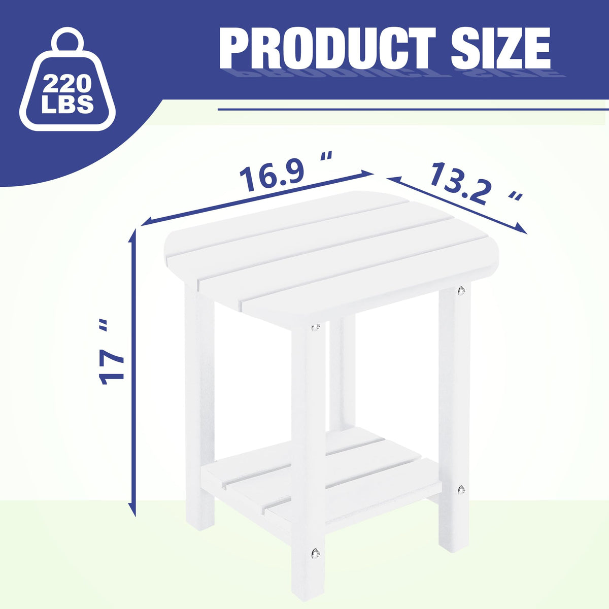 LZRS heavy-duty HDPE outdoor end table resists warping in all seasons