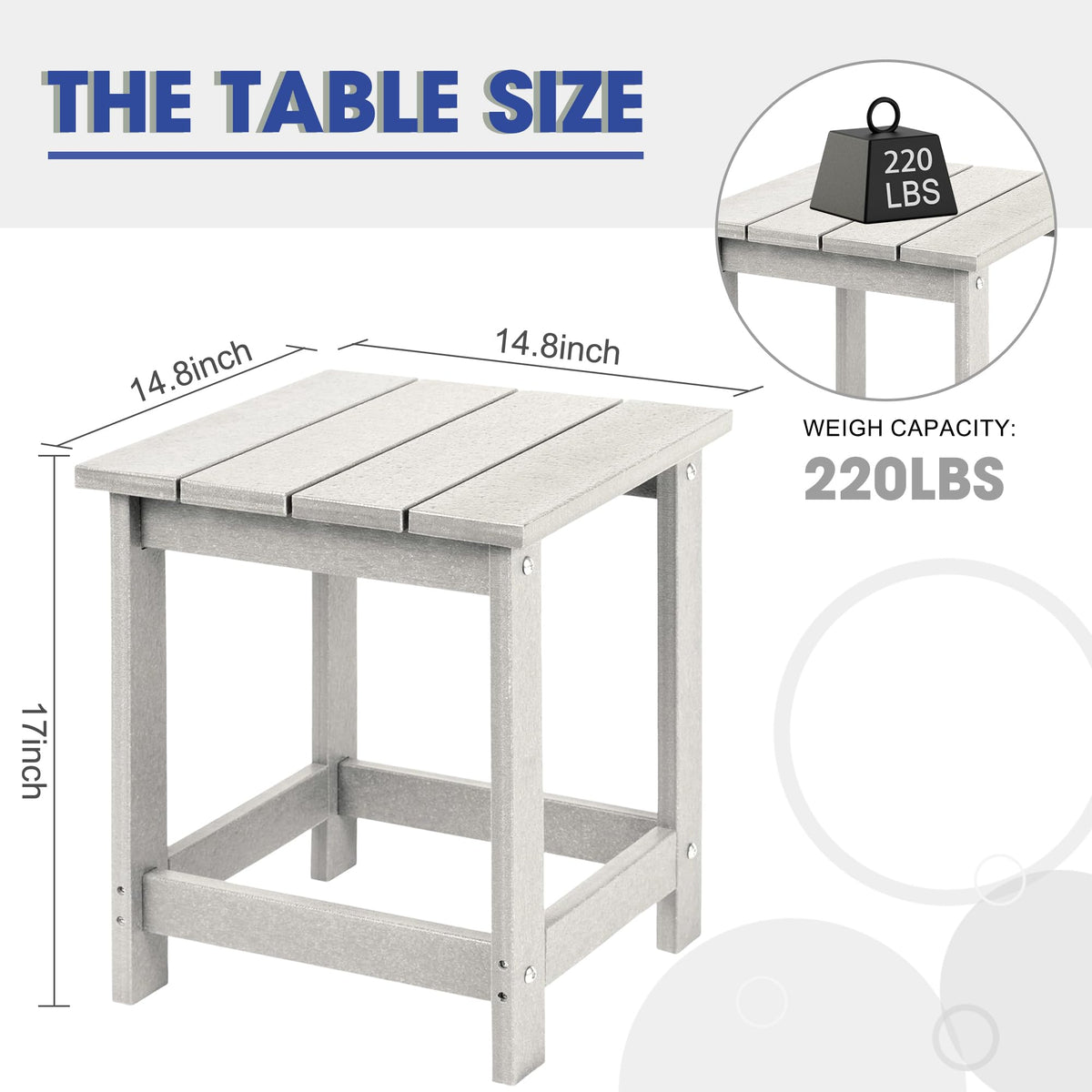 LZRS heavy-duty HDPE outdoor end table, weatherproof for decks