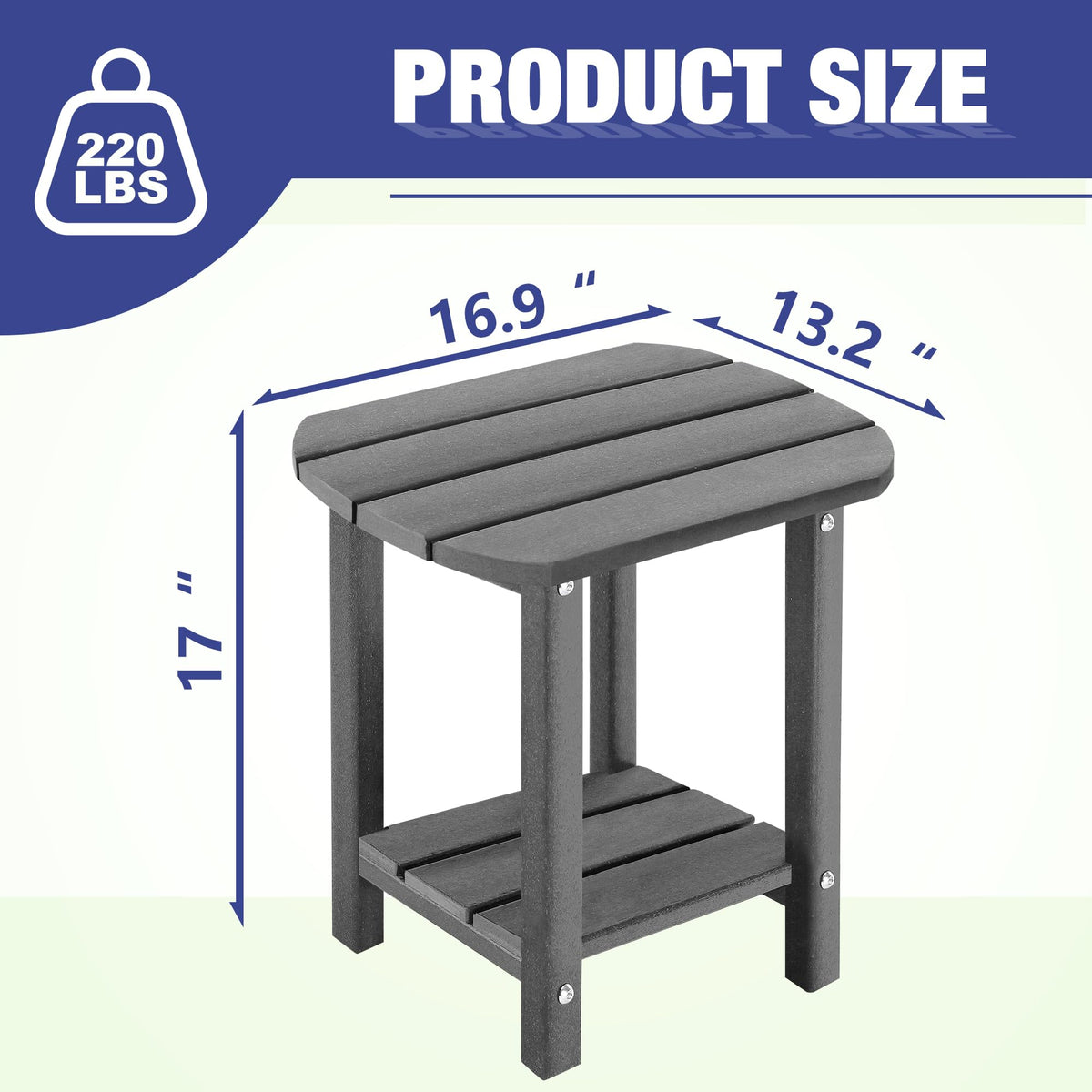LZRS outdoor end table in Adirondack style adds convenient storage beside chairs
