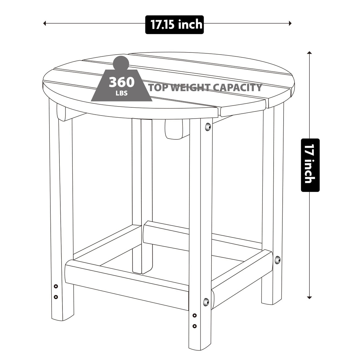 LZRS outdoor end table for patios with weather-resistant HDPE and low maintenance.