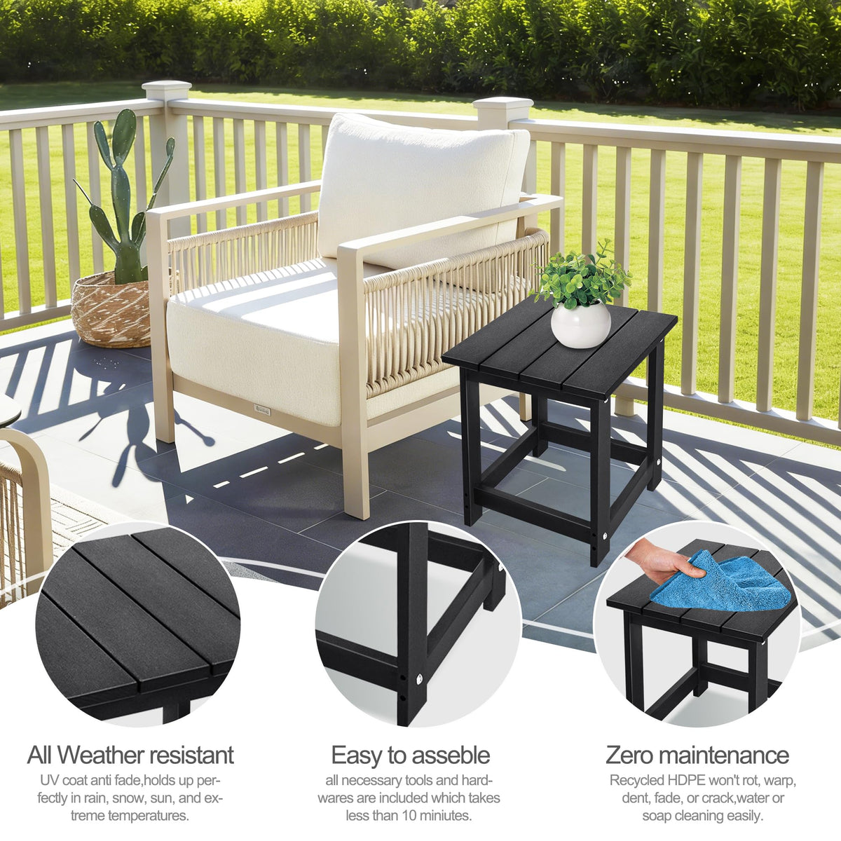 LZRS compact end table arrives with all parts for quick assembly