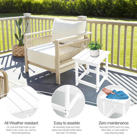 LZRS patio end table beside an Adirondack chair for drinks