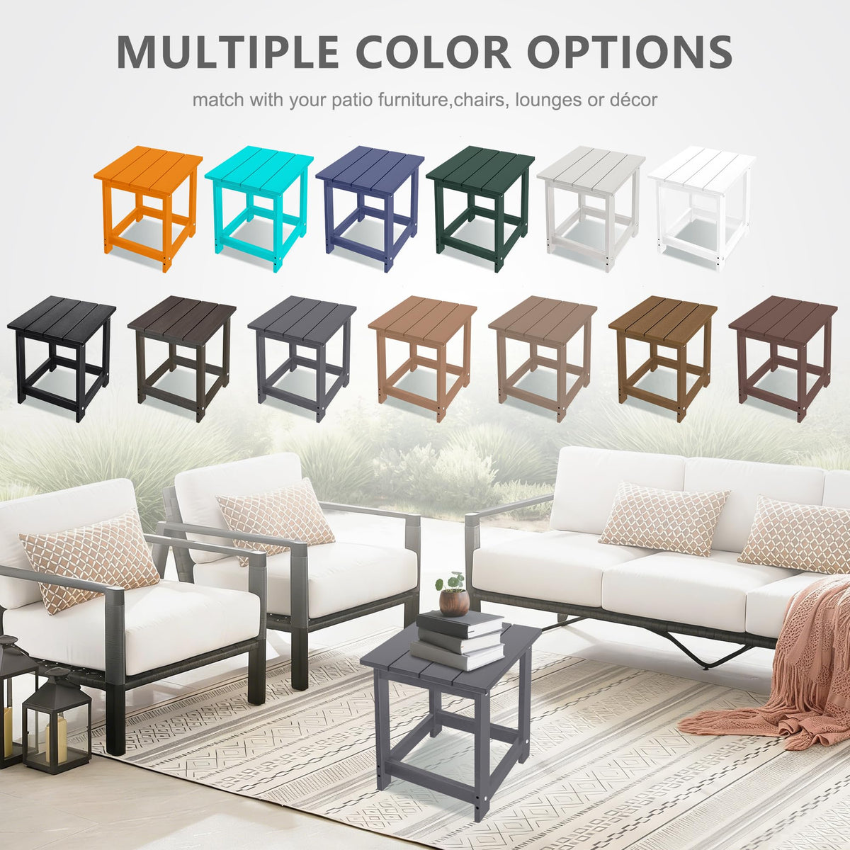 LZRS poolside side table holds drinks and towels