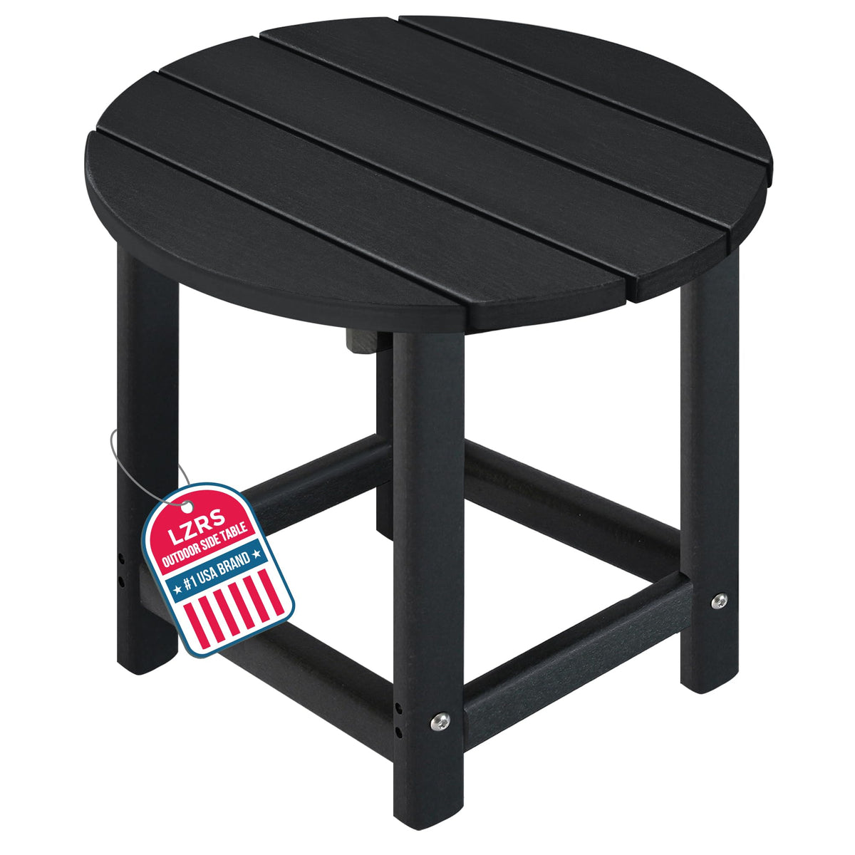 LZRS round Adirondack side table for outdoor use with all-weather durability.