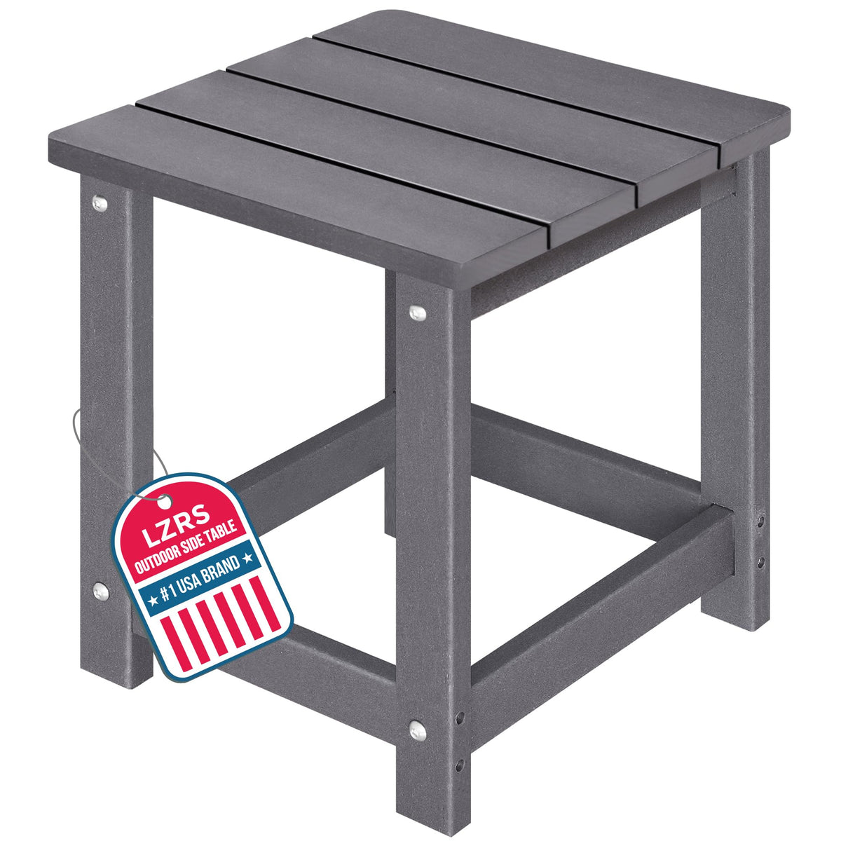LZRS square patio side table with wood texture for outdoor charm