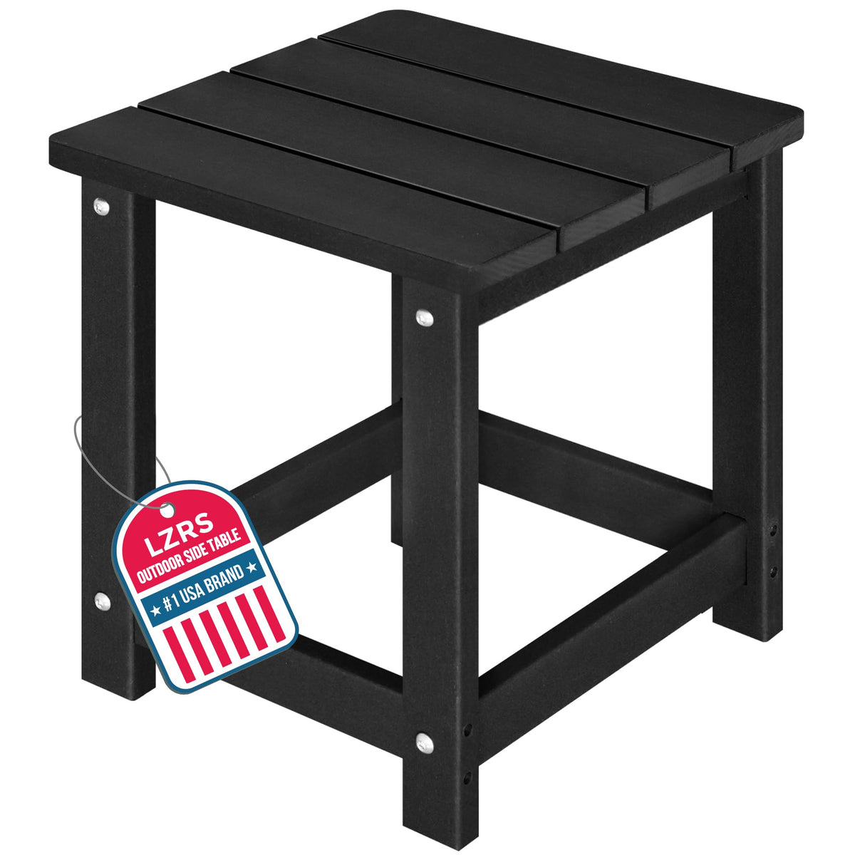 LZRS square patio side table with wood texture for durable outdoor style