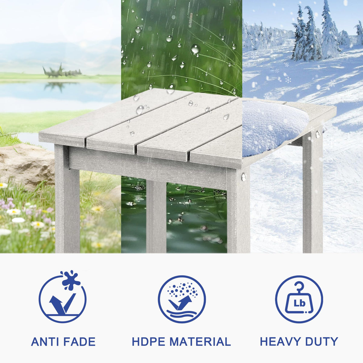 LZRS weatherproof white composite table with wood-like finish