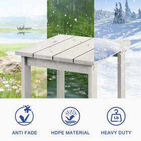 LZRS weatherproof white composite table with wood-like finish