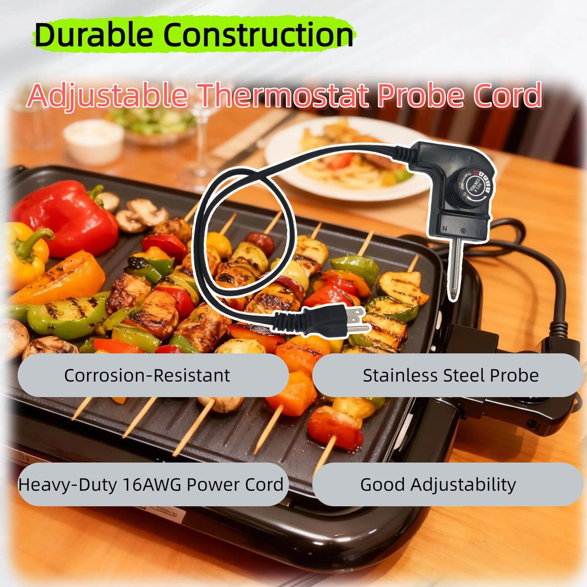 LZXQYMX Bakelite shell provides safe operation during grilling.