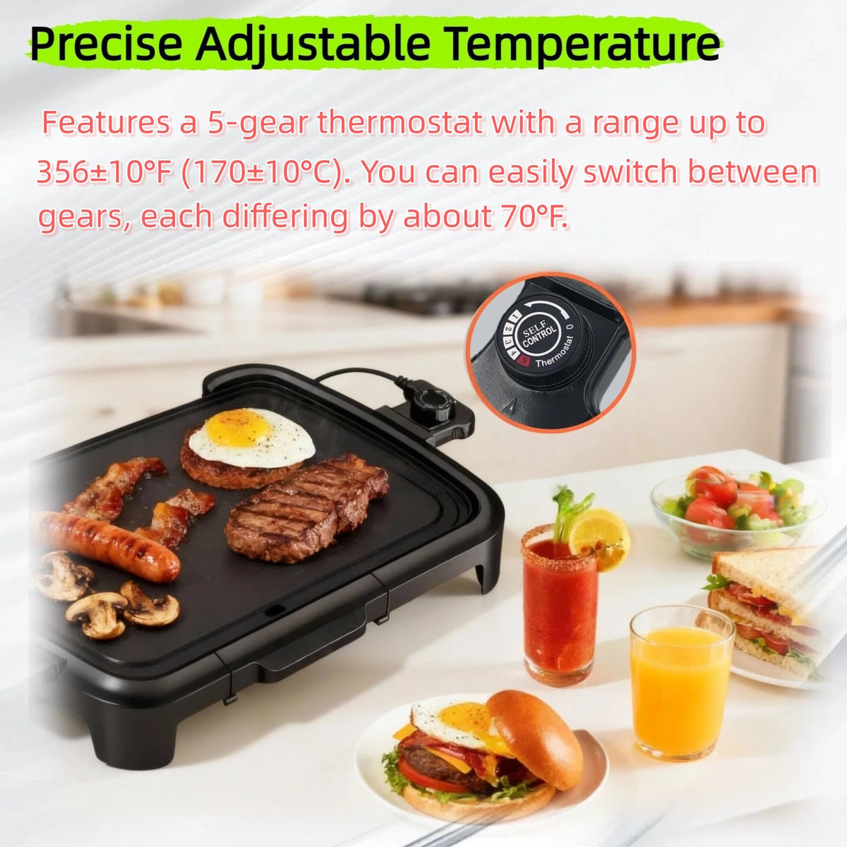 LZXQYMX temperature control cord with heat indicator light in action.