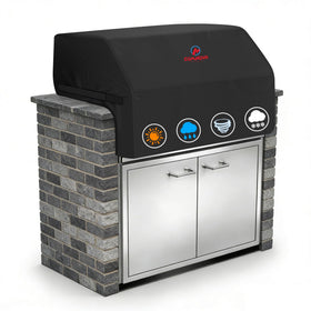 M COMNOVA OUTDOORS built-in grill cover on a 37-inch grill protects from sun and rain