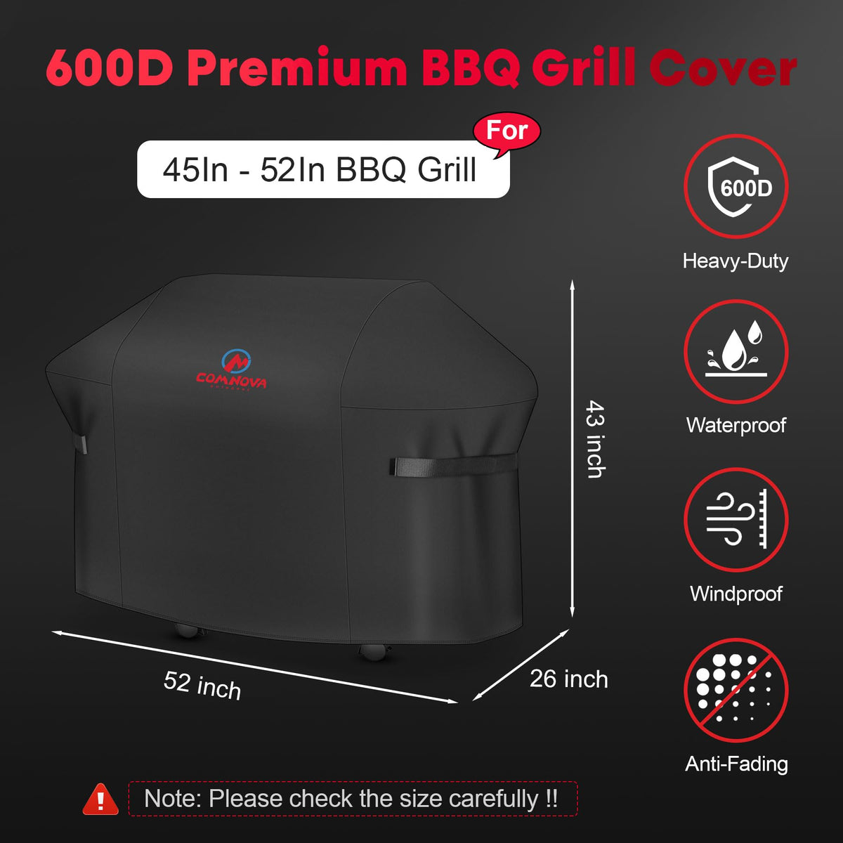 M COMNOVA OUTDOORS 600D oxford PU coating enhances durability and weather resistance.