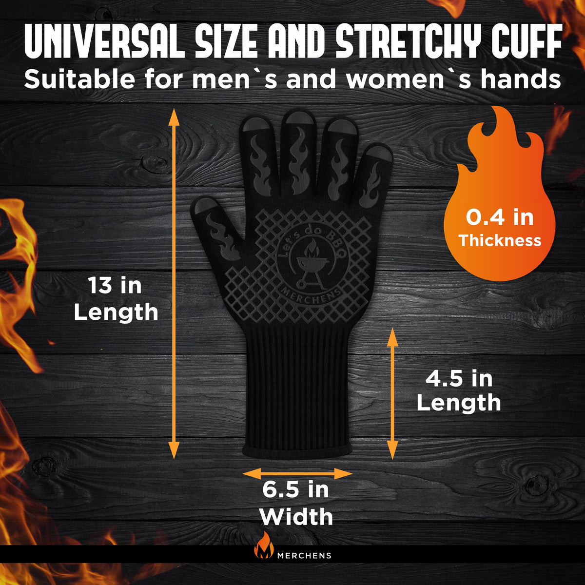 M MERCHENS gloves use aramid-silicone fabric for protection and flexibility.