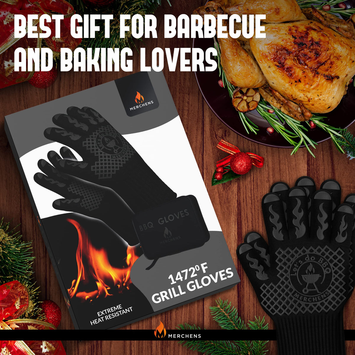 M MERCHENS gloves packaged as a gift set for cooks and pitmasters.