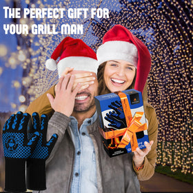 M MERCHENS fireproof silicone gloves provide a secure non-slip grip for cooking.