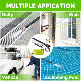 M MINGLE extension wand adjustable to three lengths for reach and control.