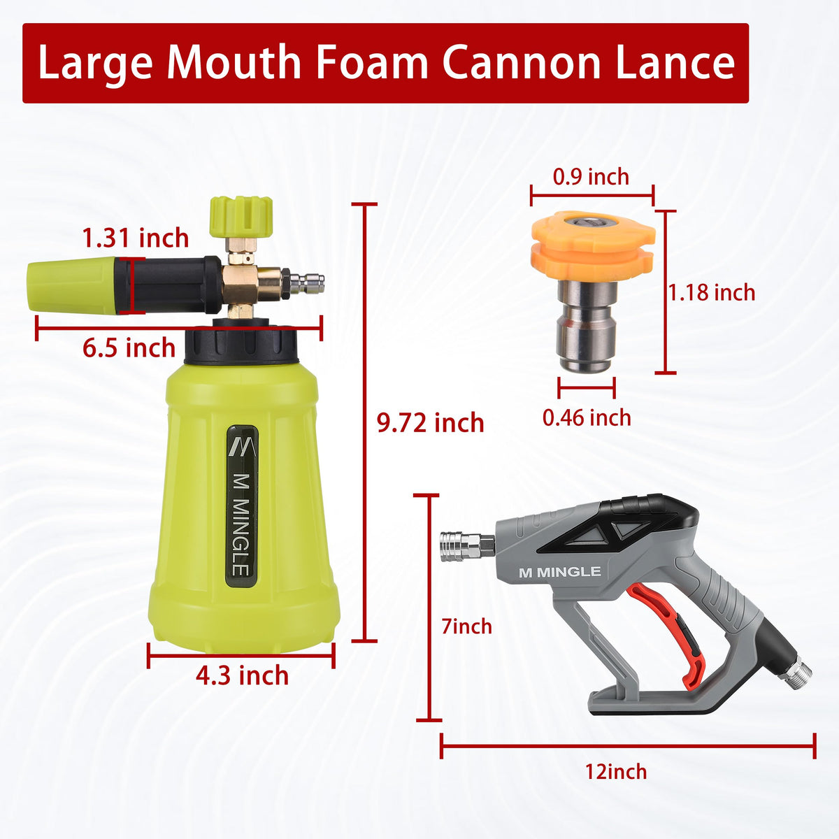 M MINGLE heavy-duty brass core ensures leak-free high-pressure cleaning