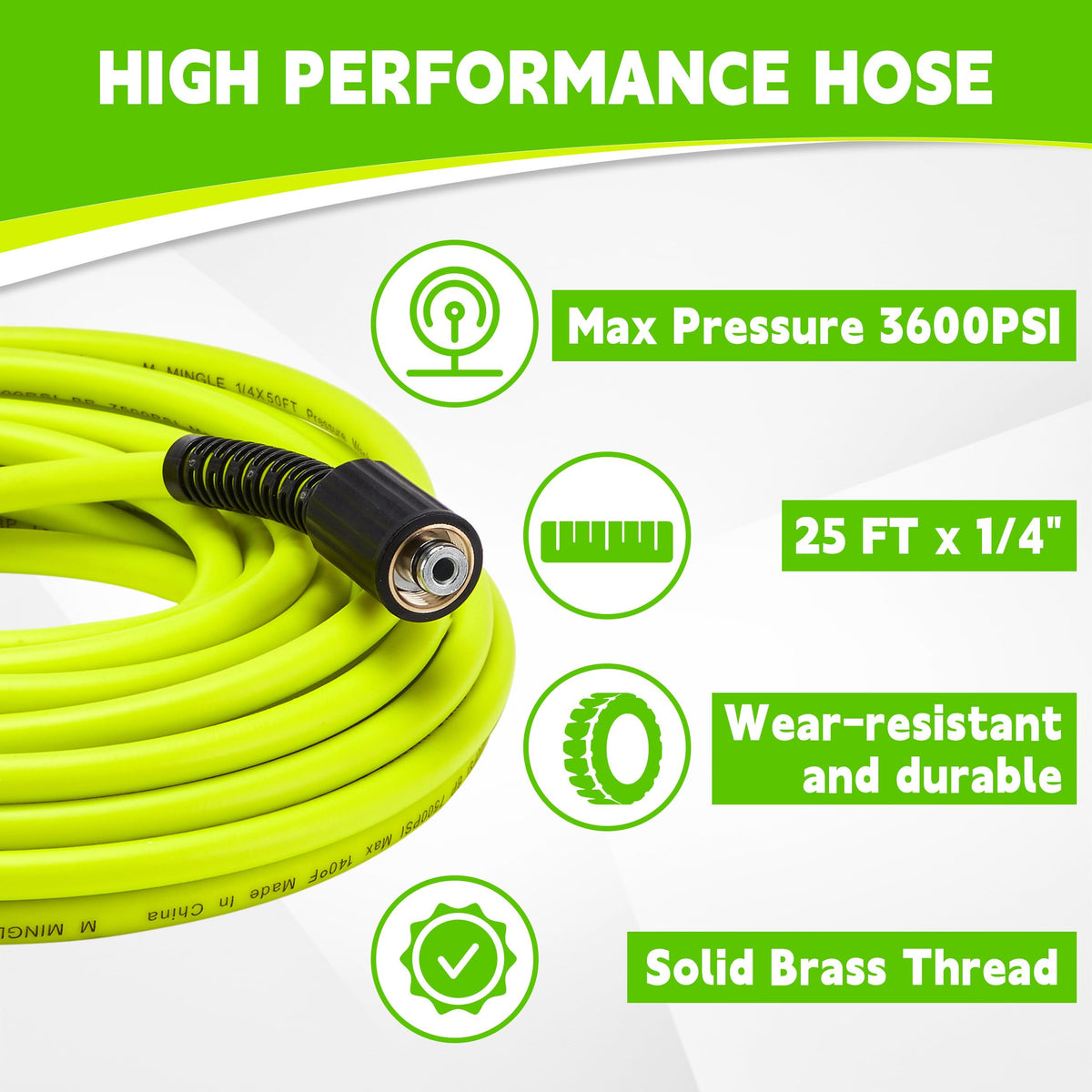 M MINGLE hose built with reinforced, abrasion-resistant material for lasting performance.
