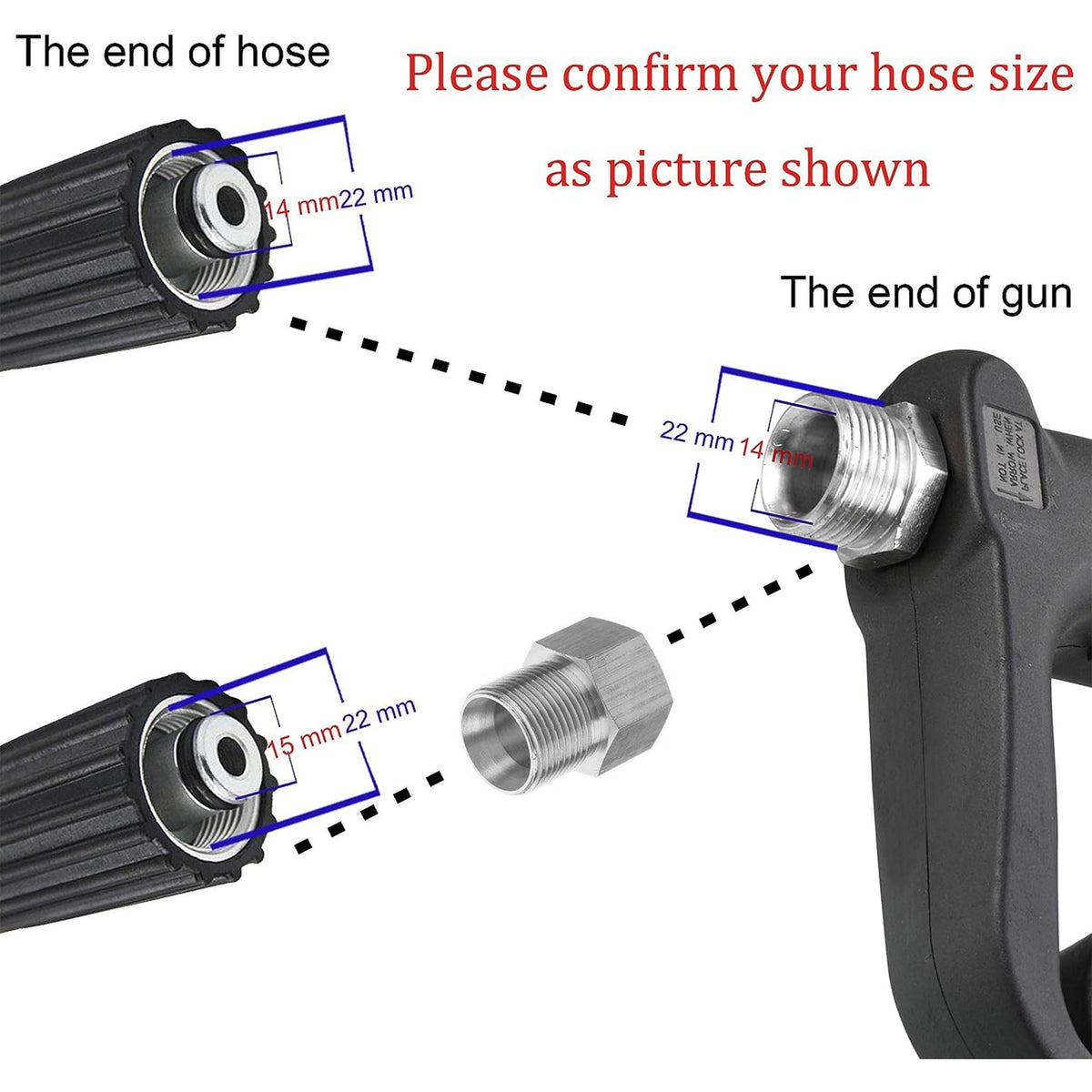 M MINGLE gun with five nozzle tips for adjustable spray angles
