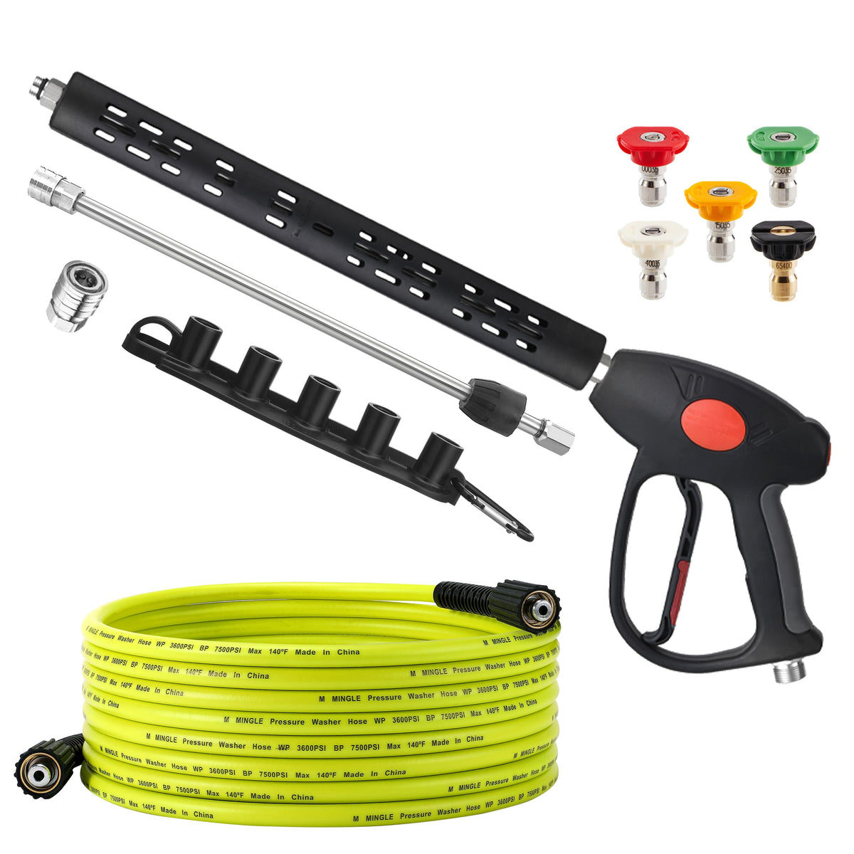 M MINGLE pressure washer hose 25ft demonstrates durability and weather resistance for outdoor cleaning.