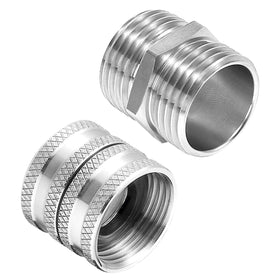 M MINGLE stainless steel hose connector close‑up showing durable finish