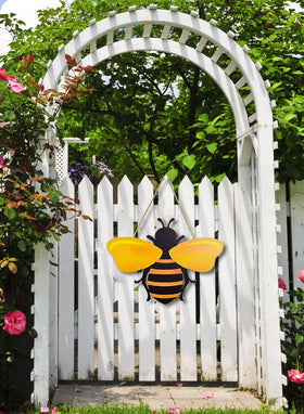 Honey bee wall sign brightens porches and gardens with warm, whimsical detail.
