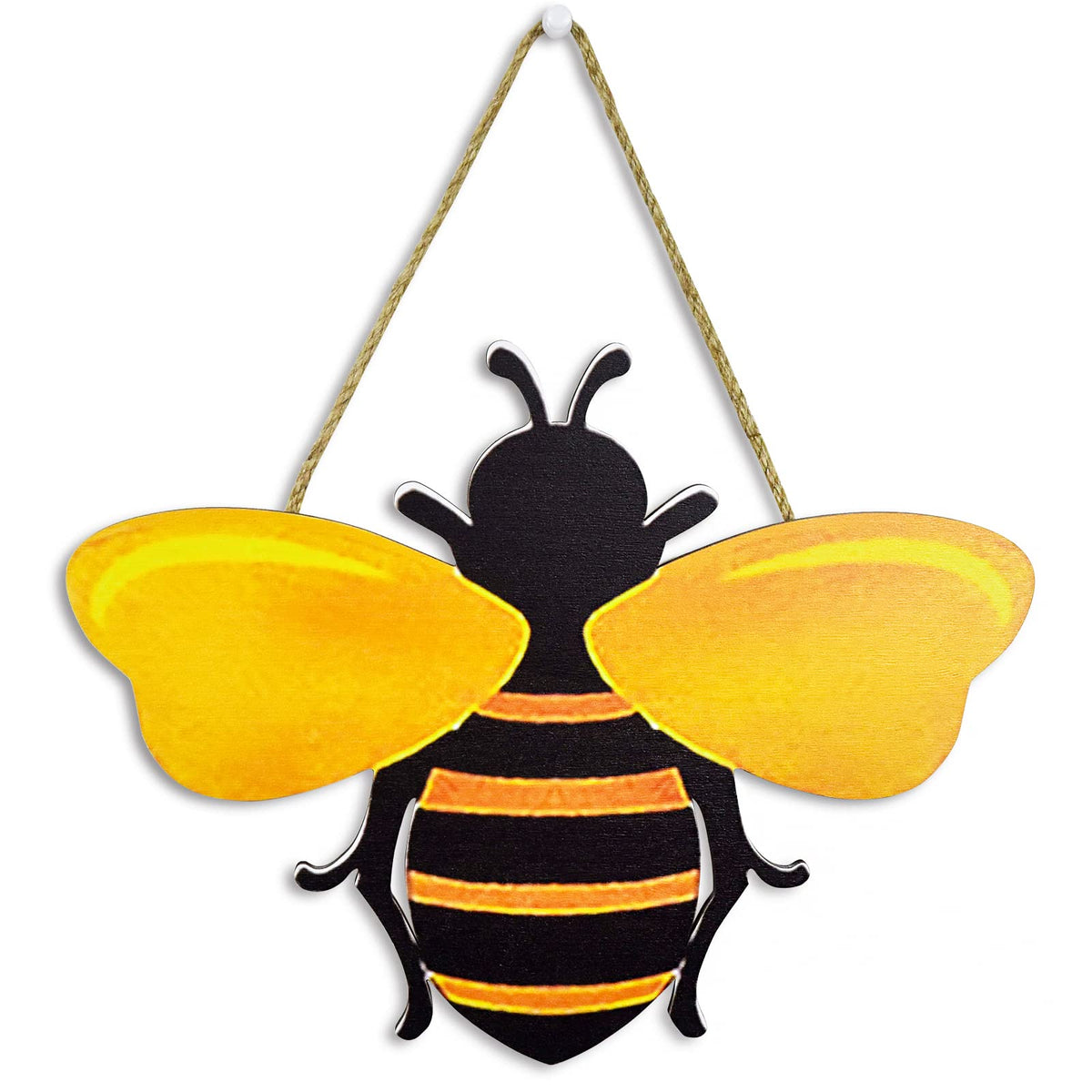 MACLARONX wooden bumble bee decor on wall adds eye-catching entryway charm.