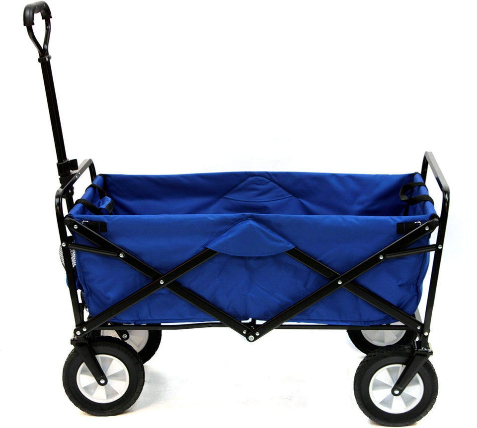 MacSports heavy-duty wagon front view in blue for easy outdoor hauling