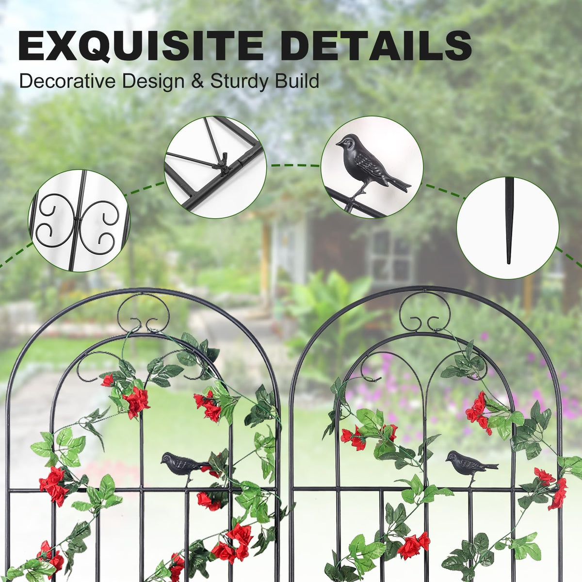 Easy assembly process for Macteyia trellis near walls or fences.