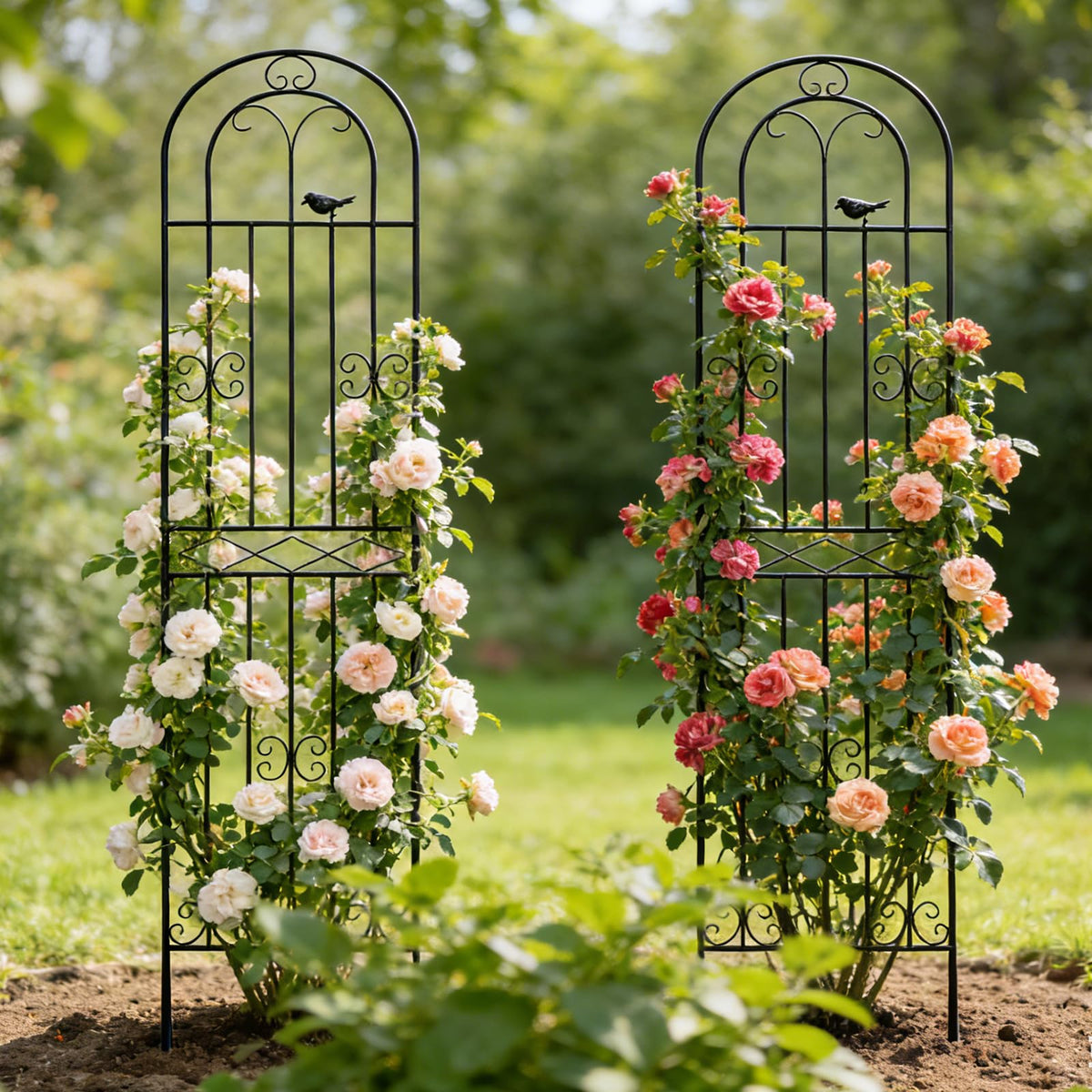 Macteyia trellis provides vertical support for climbing plants and vegetables.
