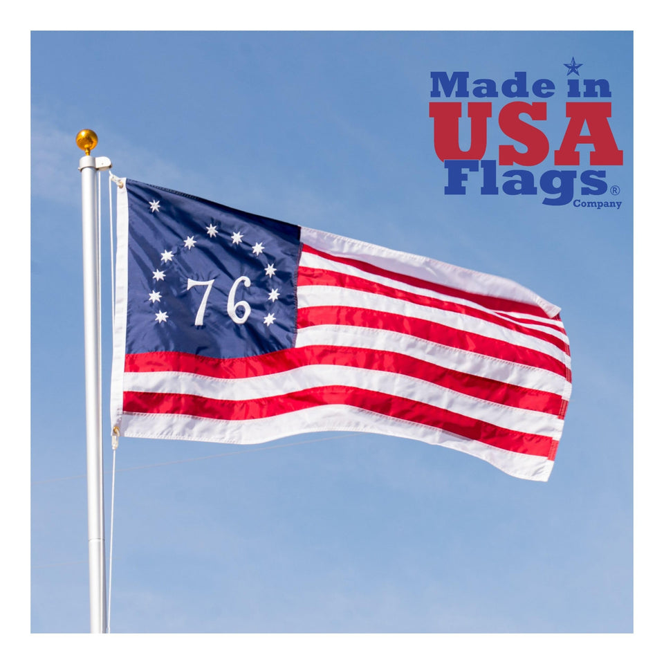 Made in USA Flags Bennington 1776 flag features iconic design for patriotic displays.