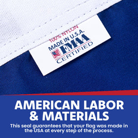 Embroidered stars Betsy Ross flag emphasizing authentic heritage from Made in USA Flags Co.