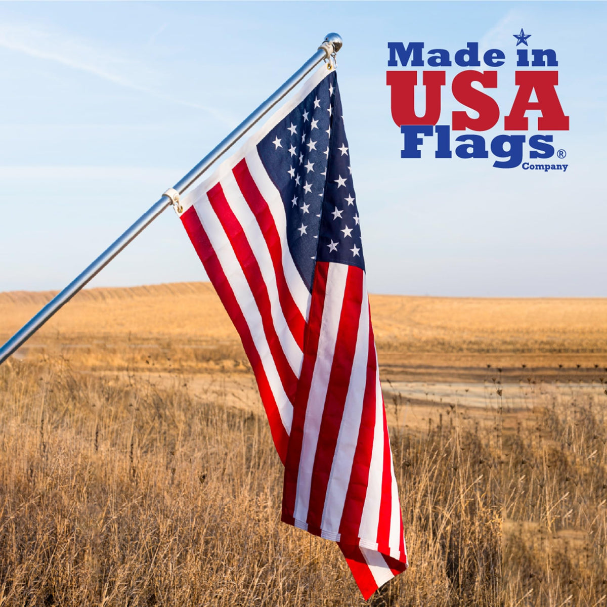 Reinforced fly end with stitching on Made in USA Flags Co flag