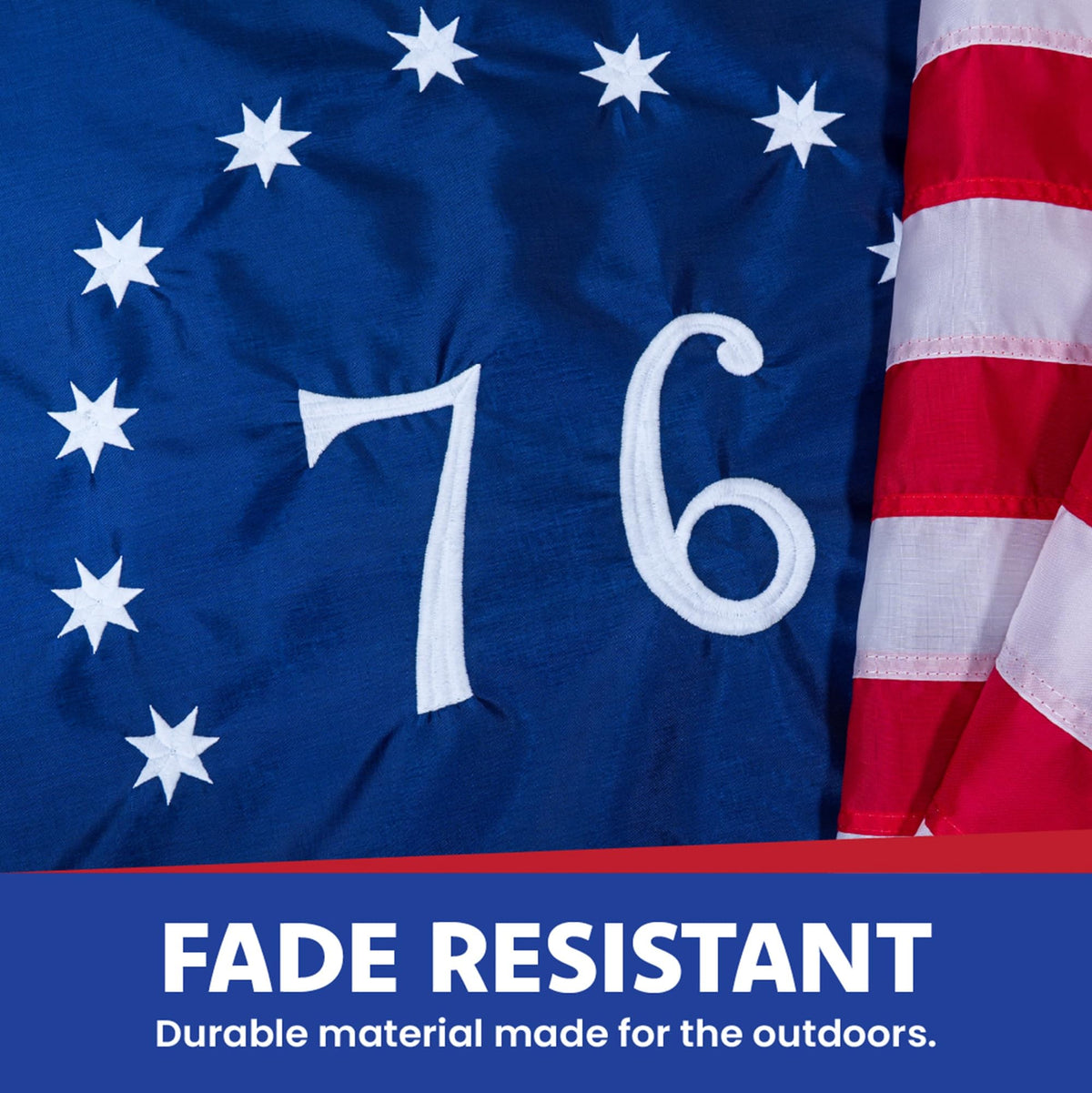 Made in USA Flags SolarMax nylon fabric delivers fade-resistant color and long-lasting vibrancy.