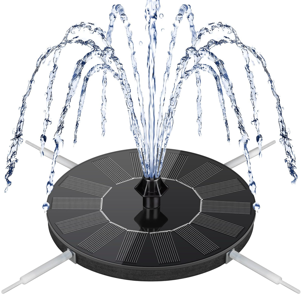 Mademax birdbath fountain with eight nozzles for versatile water patterns.