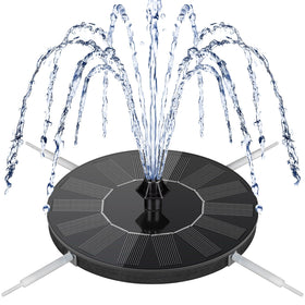 Mademax birdbath fountain with eight nozzles for versatile water patterns.