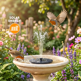 Mademax birdbath fountain bracket set stabilizes spray and reduces splash.