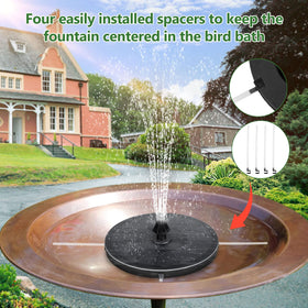 Mademax solar fountain retractor keeps the spray controlled and water inside the basin.