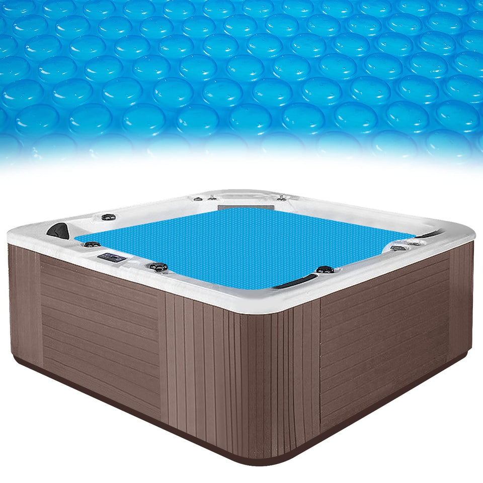 MADHOLLY spa cover shows bubble-side down setup protecting the water surface