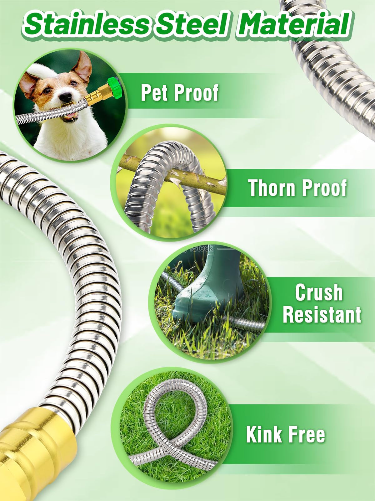 MADHOLLY 304 stainless steel hose resists rust and sun damage